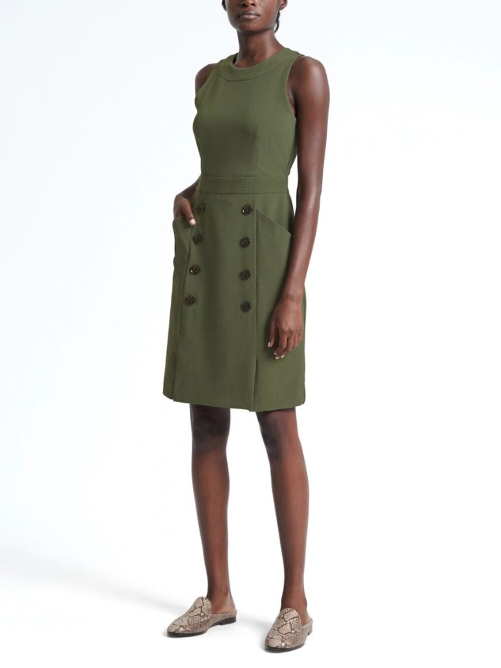 Banana Republic Olive Green Sheath Dress, Size 6